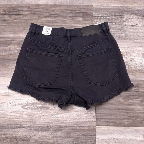 Pacsun Shorts NEW Vintage High Rise Black Womens 26 Distressed Button Fly Hot - Picture 2 of 10